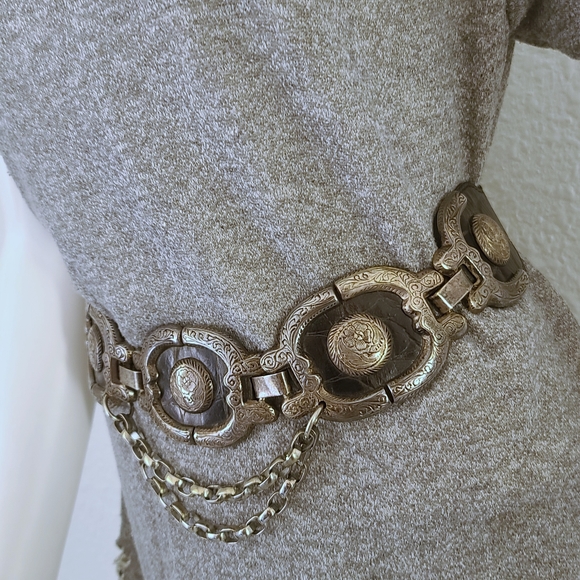 Vintage Accessories - Vintage Hand Tooled Concho BoHo Western BoHo Belt